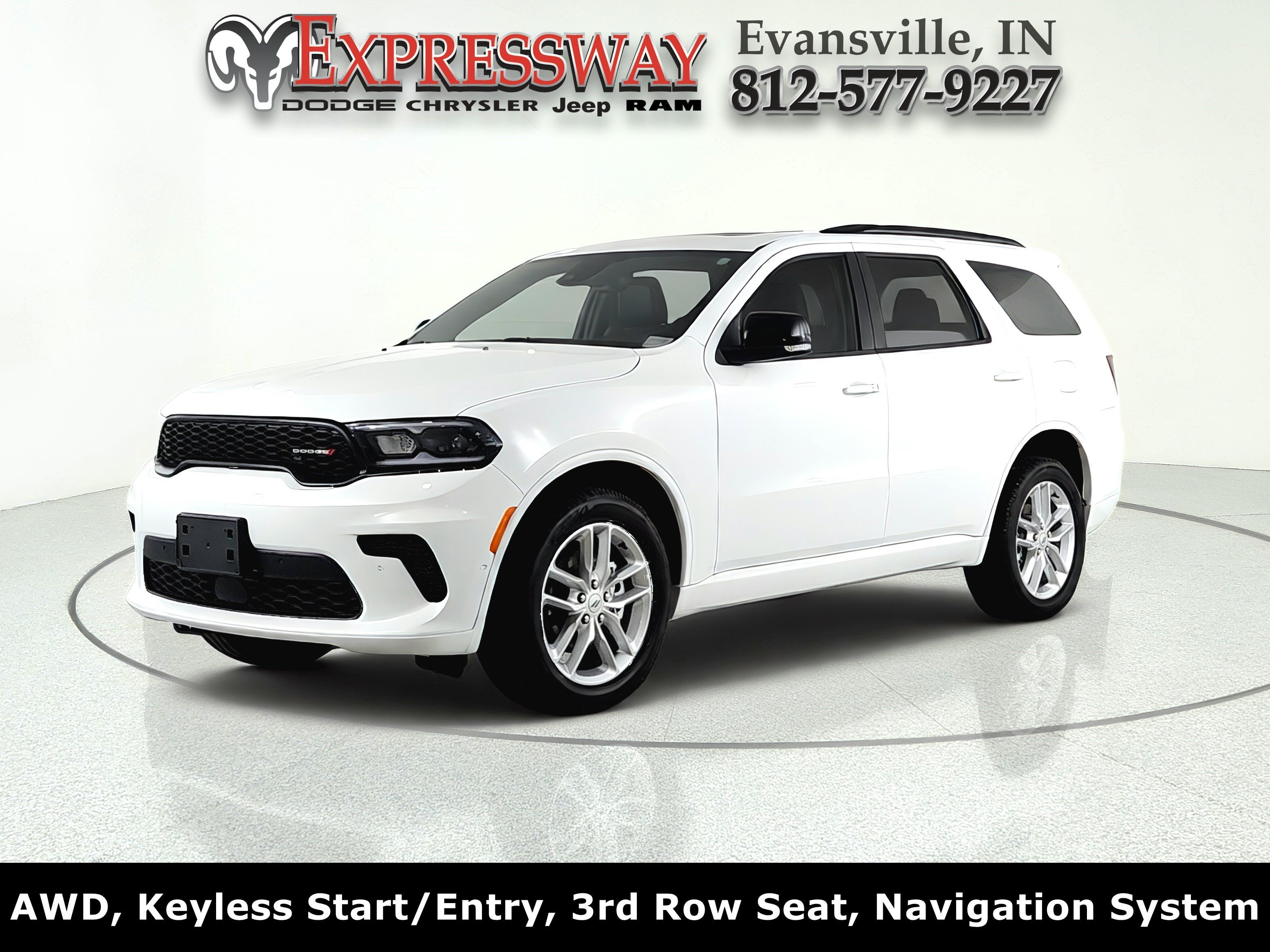 2026 Dodge Durango GT Plus in White Knuckle Clearcoat — front three-quarter view