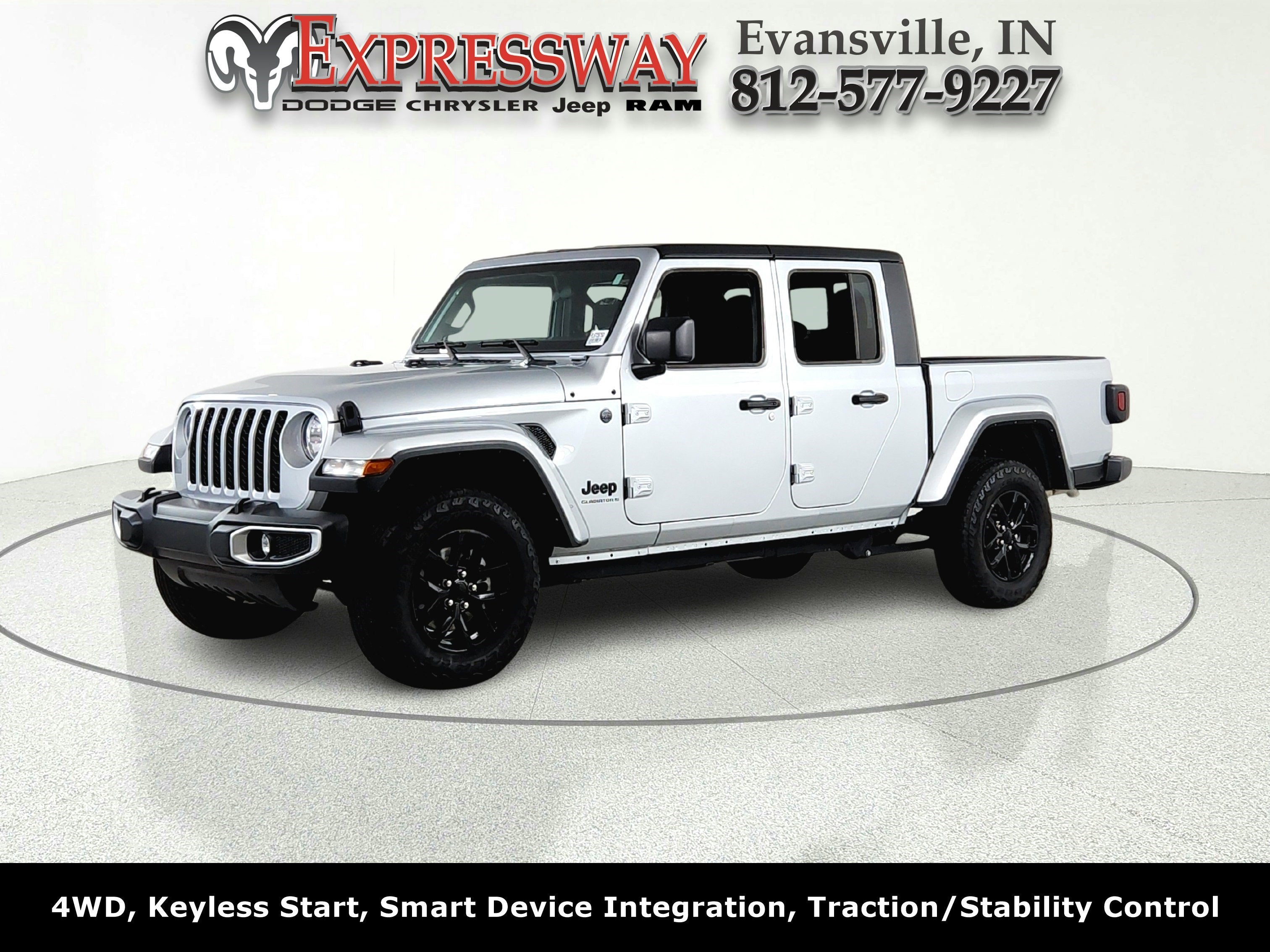 2023 Jeep Gladiator Sport S in Silver Zynith Clearcoat — front three-quarter view