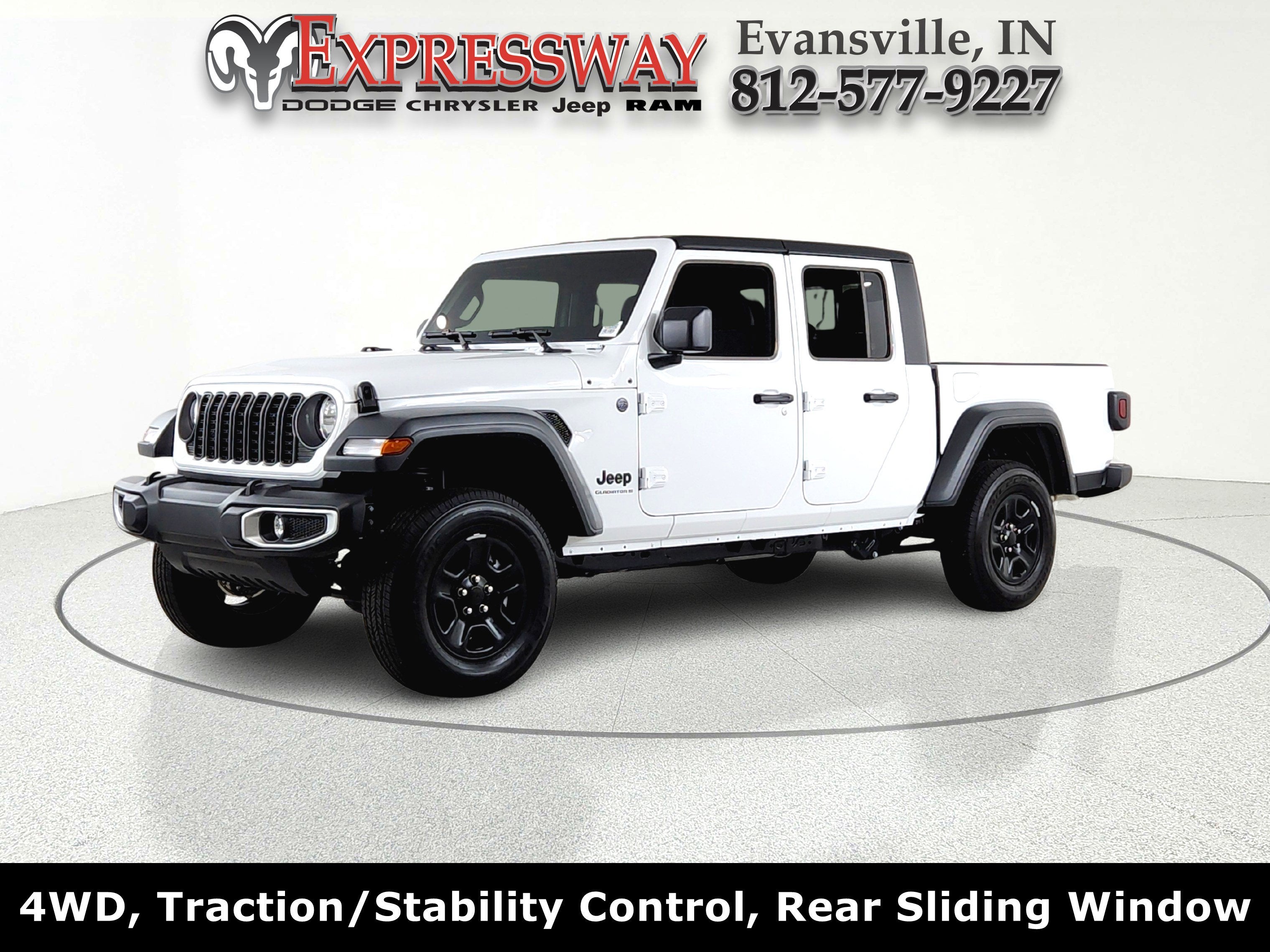 2026 Jeep Gladiator Sport in Bright White Clearcoat — front three-quarter view