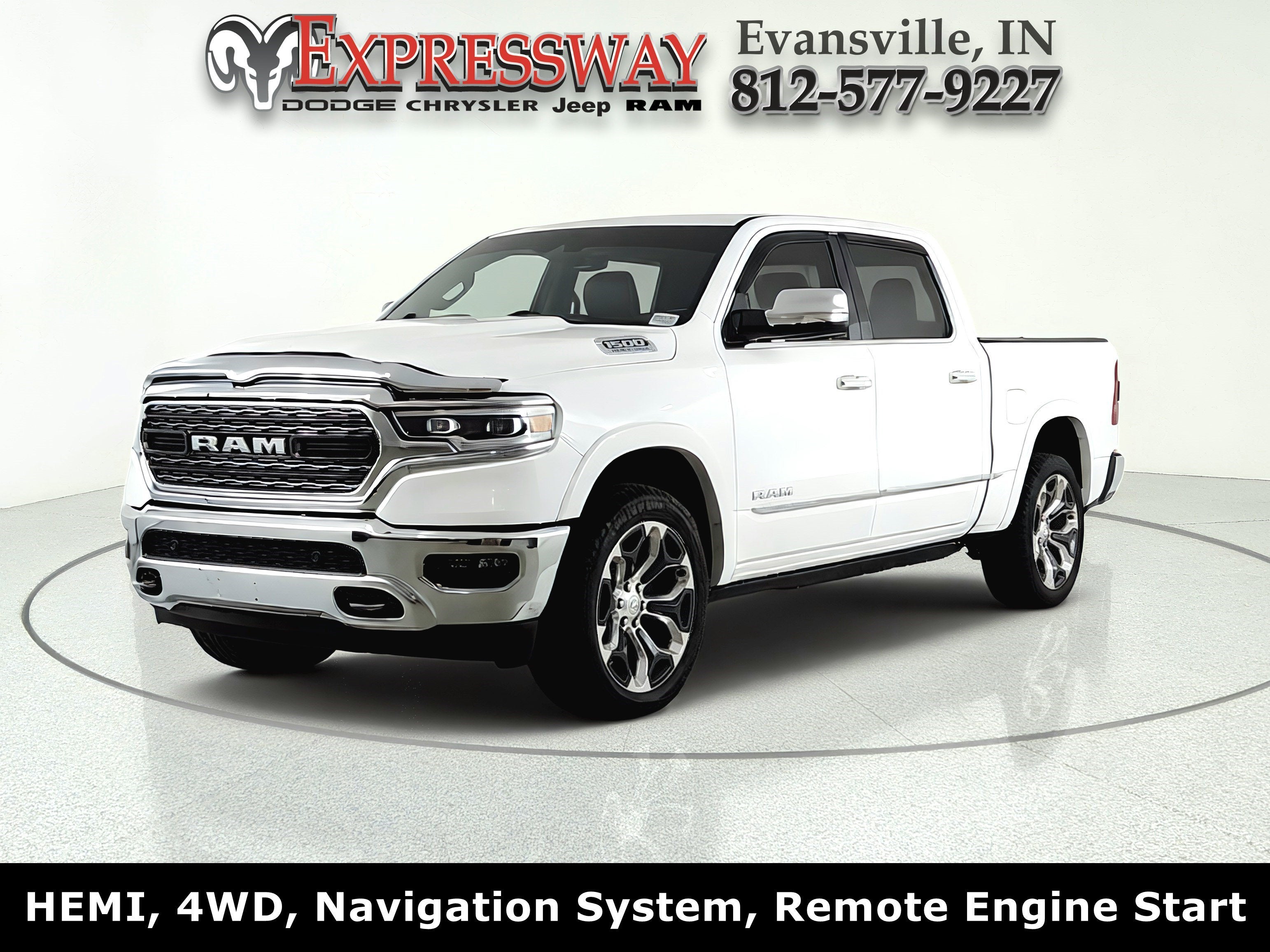 2021 RAM 1500 Limited in Bright White Clearcoat — front three-quarter view