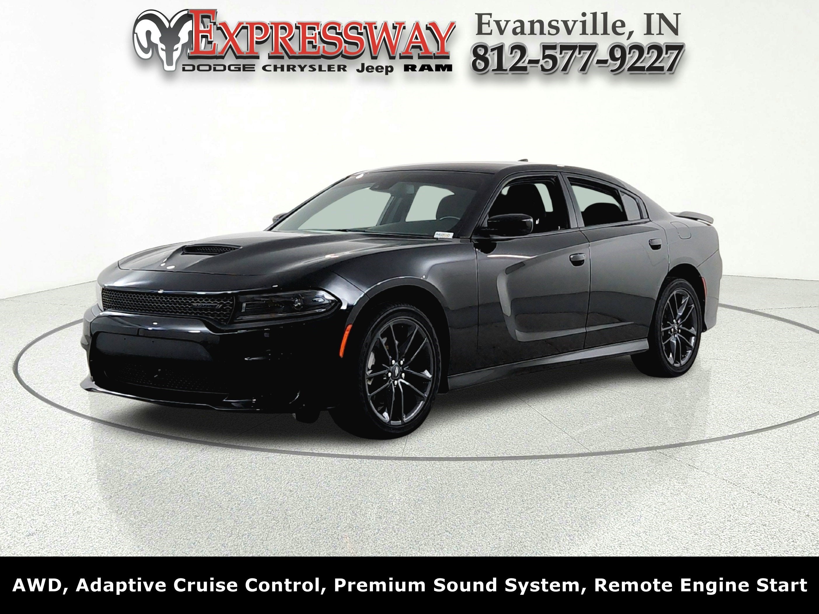 2023 Dodge Charger GT in Pitch Black Clearcoat — front three-quarter view