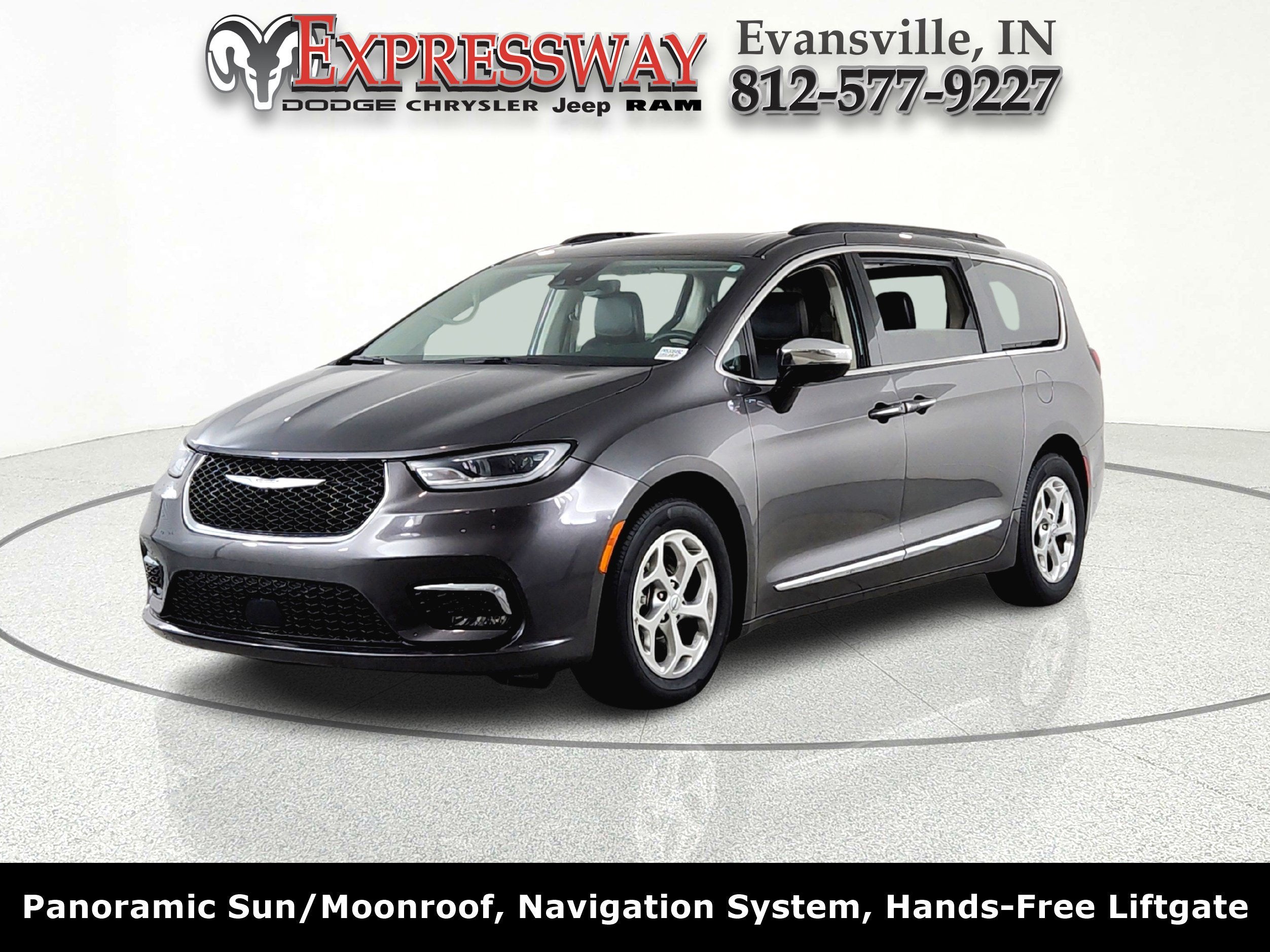 2023 Chrysler Pacifica Limited in Granite Crystal Metallic Clearcoat — front three-quarter view